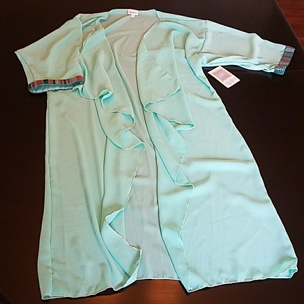 MINT Green soft cover up duster swim boho details size Medium NEW